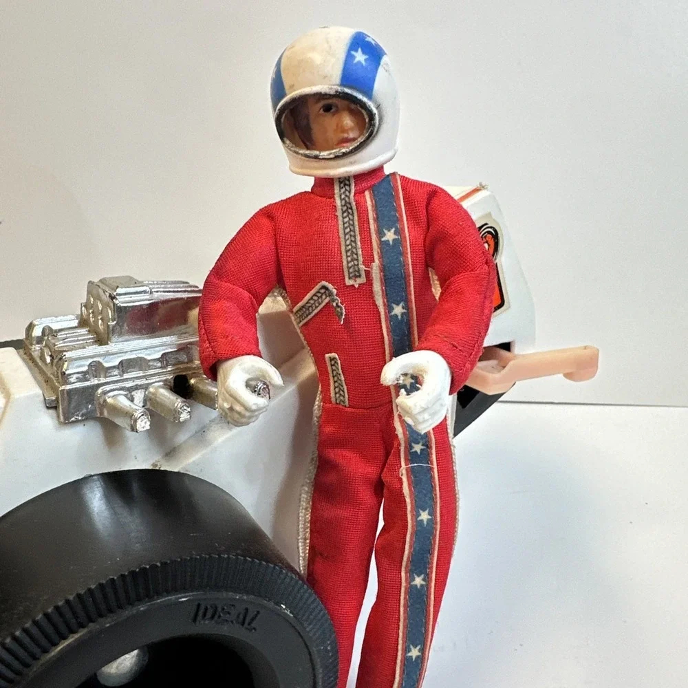Vintage Ideal 1974 Evel Knievel Formula 1 Dragster And Figure